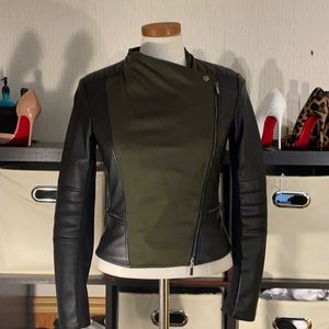 French Connection military style leather jacket